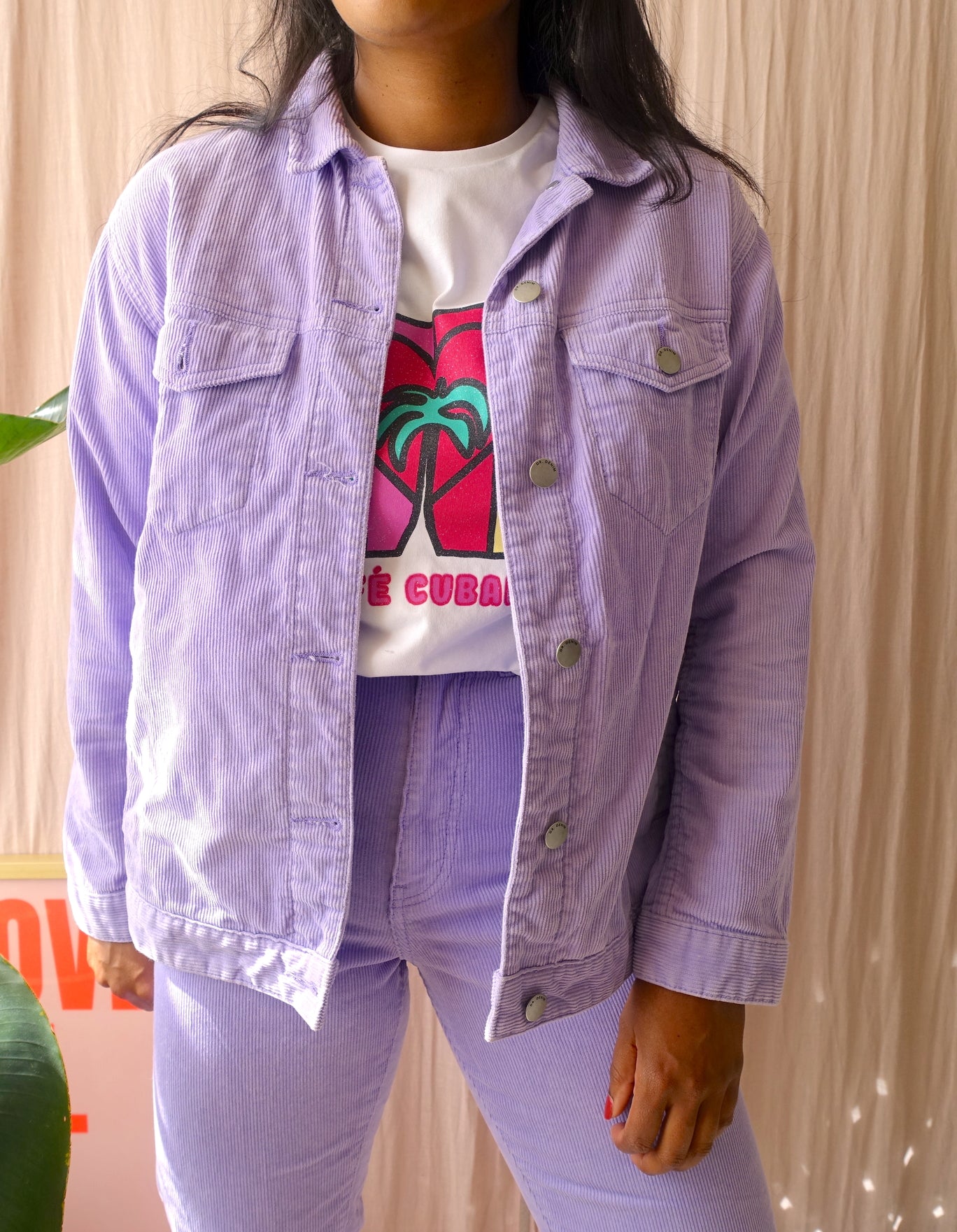 Dr. Denim ribcord trucker jacket lavender