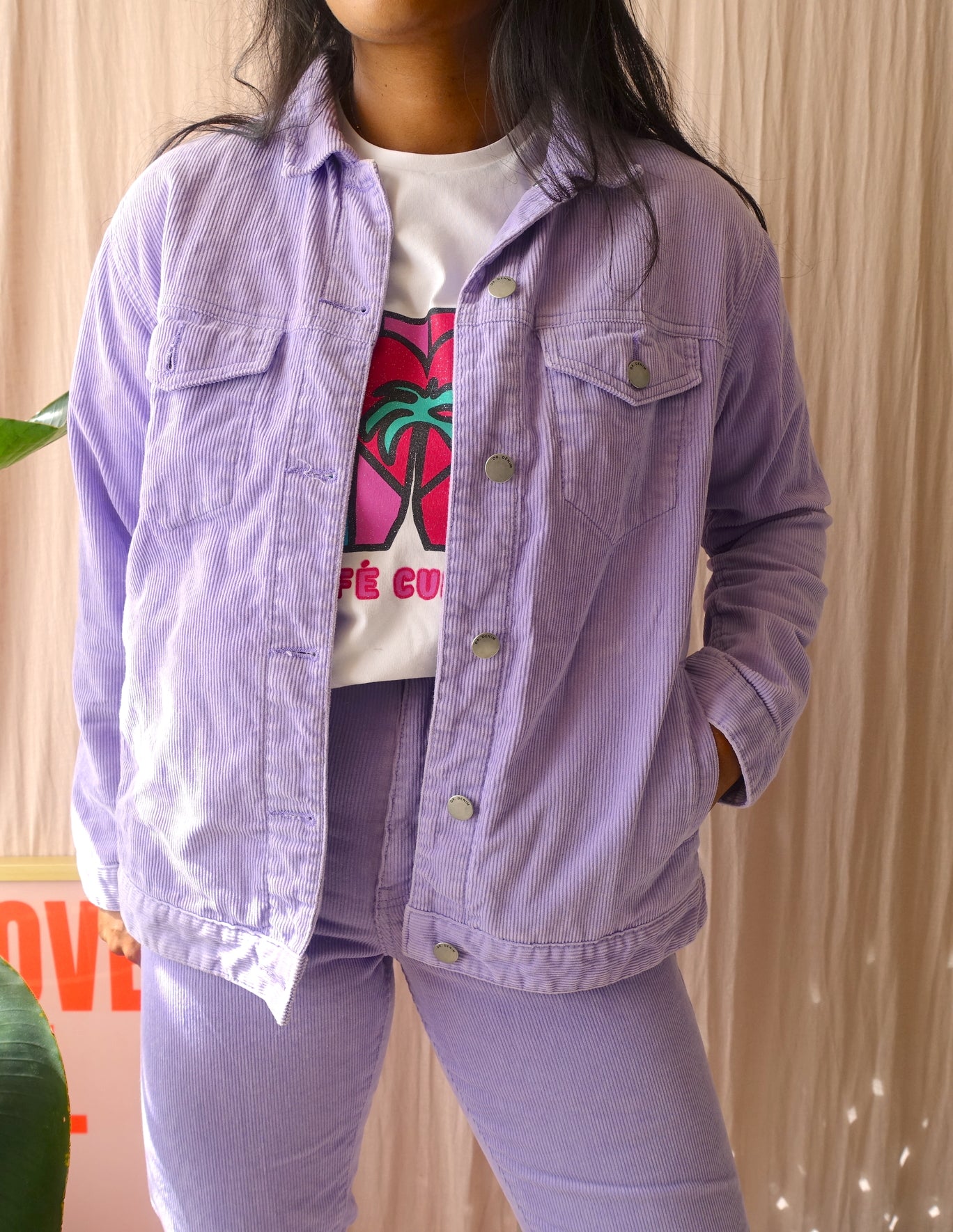 Dr. Denim ribcord trucker jacket lavender