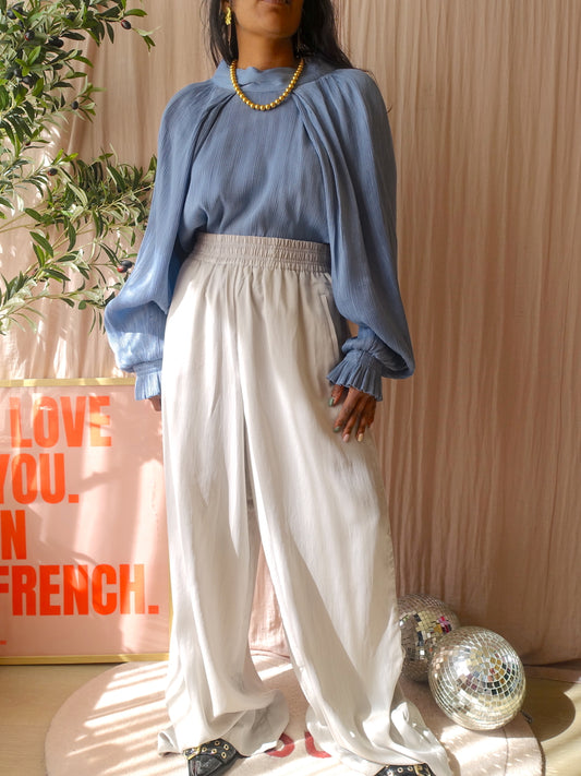 Drykorn wide leg cupromix pantalon silver grey