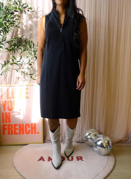 Drykorn sasha jersey stretch zip jurk zwart