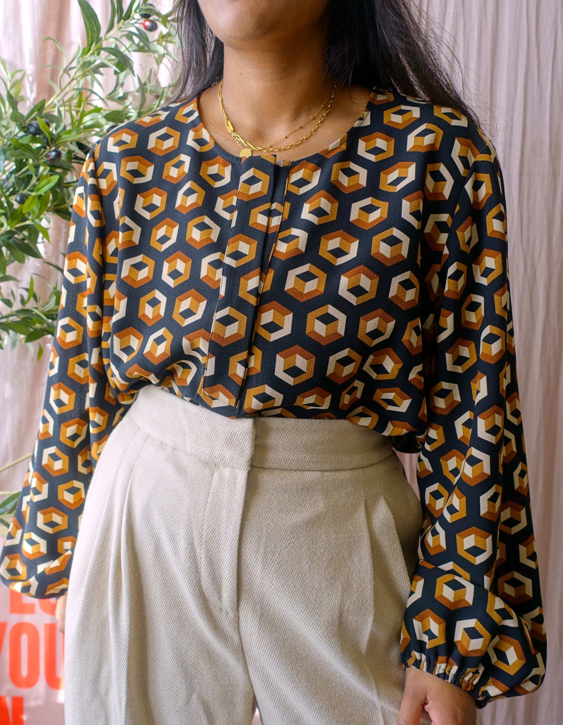 Opus cropped wide leg pants beige