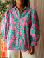 Esqualo big flower poplin cotton blouse