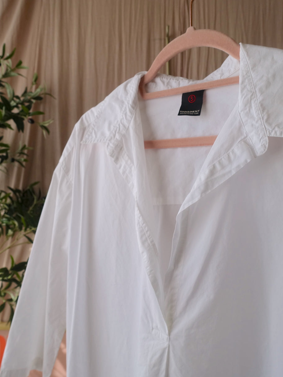 Penn & Ink poplin cotton loose fit jurk wit
