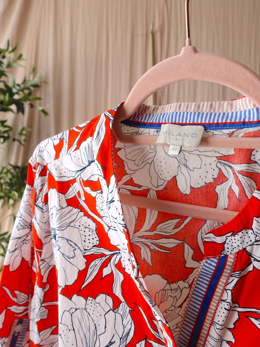 Milano Italy poplin cotton floral jurk