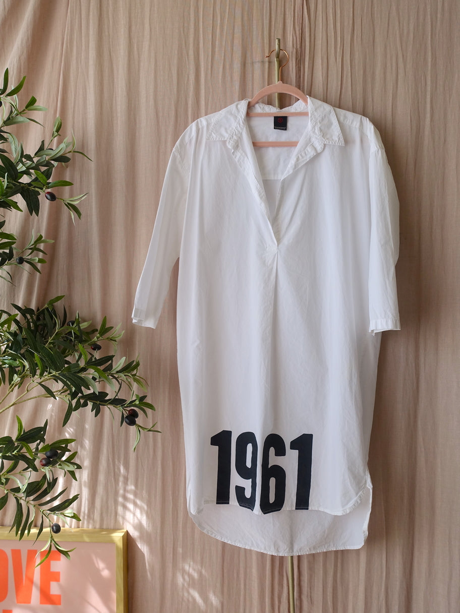 Penn & Ink poplin cotton loose fit jurk wit
