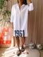 Penn & Ink poplin cotton loose fit jurk wit