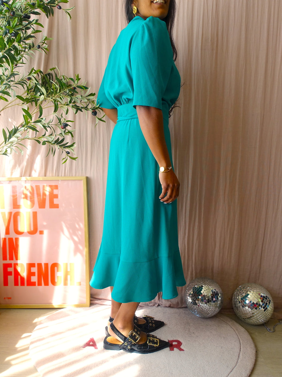 LaDress wrap midi jurk baltic turquoise