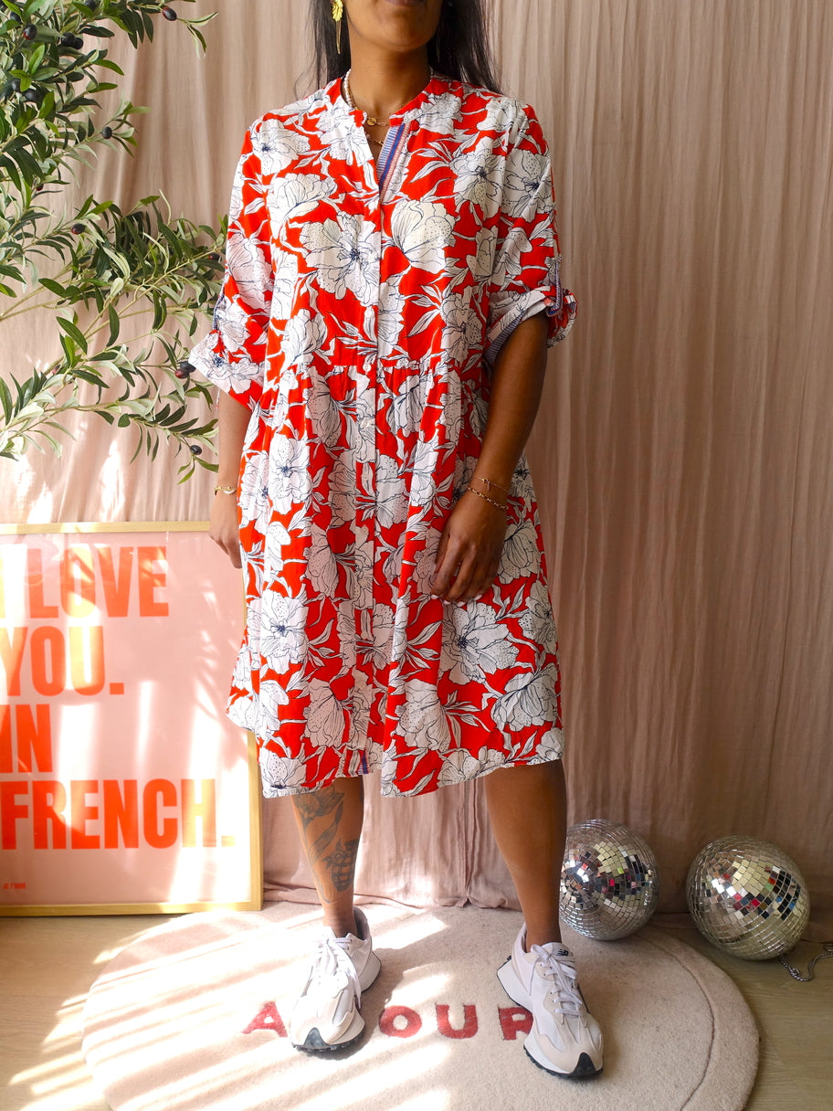 Milano Italy poplin cotton floral jurk