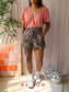FRNCH high waist leopard denim shorts