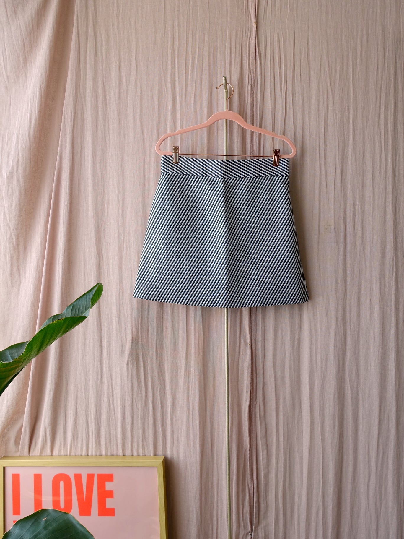 FRNCH Paris striped jacquard high waist rok zwart / wit