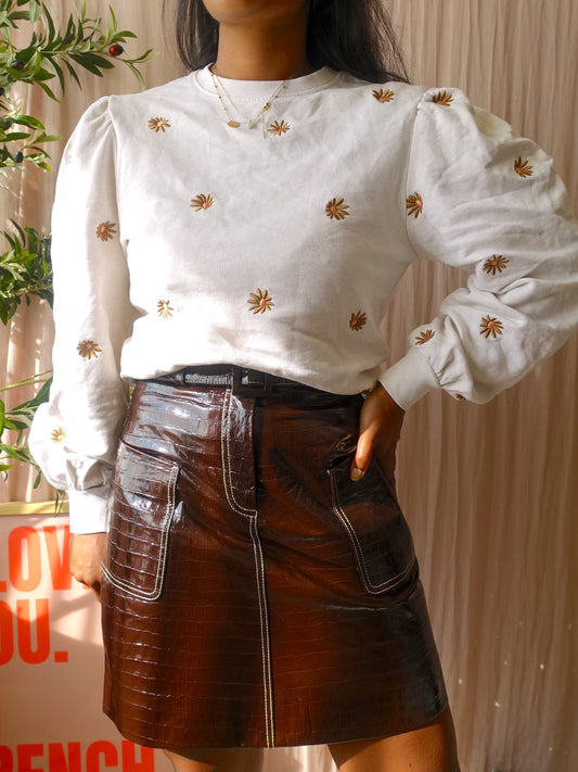 Scotch & Soda patent leather skirt croco effect dark chocolate