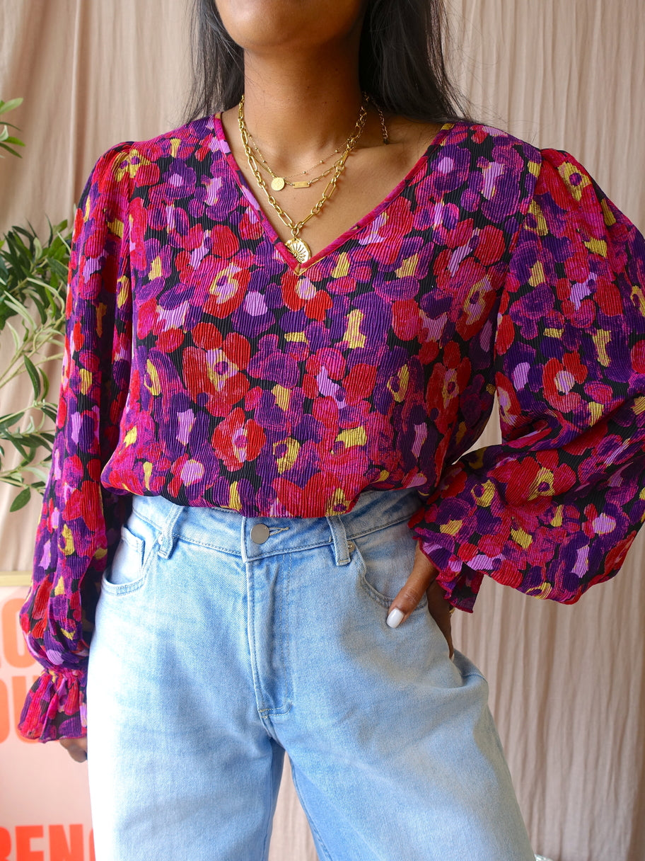 Fabienne Chapot pauletta floral plissé top