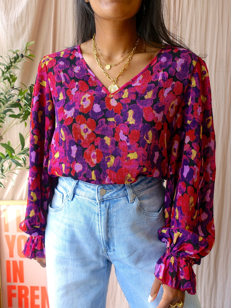 Fabienne Chapot pauletta floral plissé top