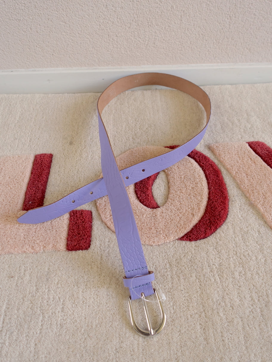 Rock 'n Rich lederen croco riem lavender lilac