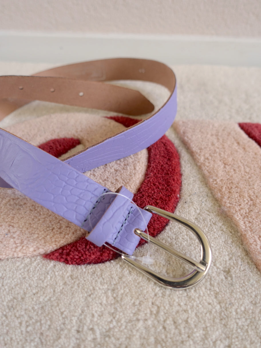 Rock 'n Rich lederen croco riem lavender lilac