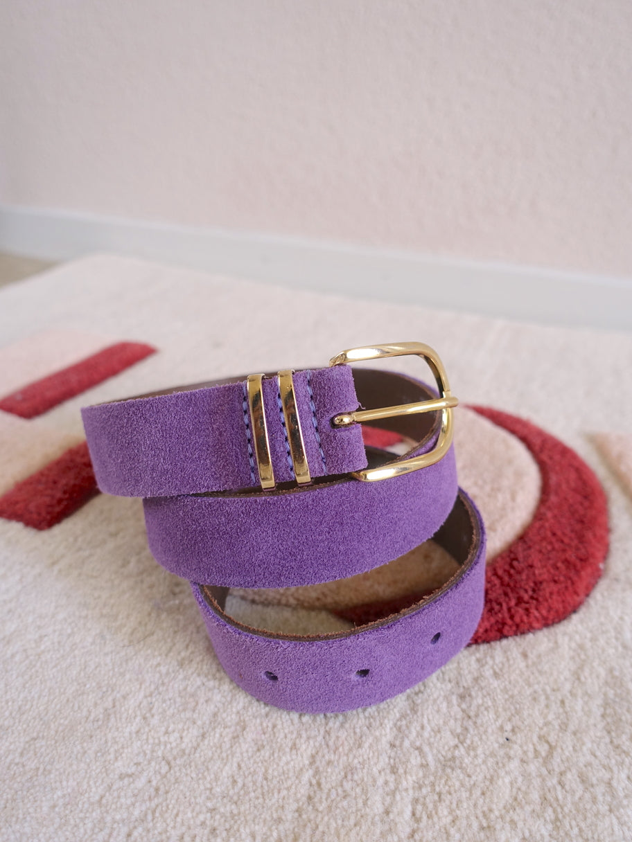 Elvy handcrafted belts suède riem french lilac