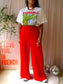 Shoeby stripe wide leg pants scarlet