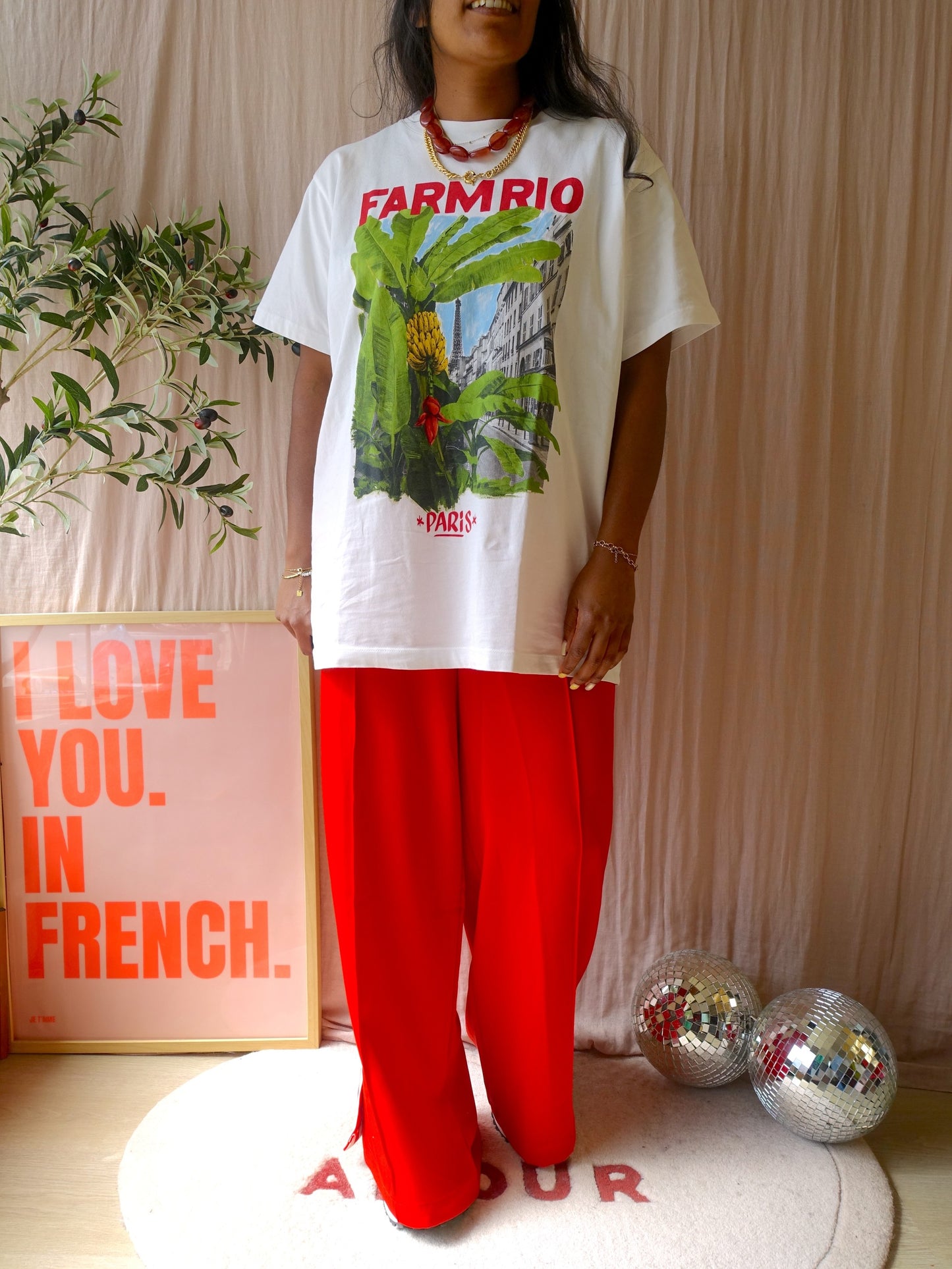 Shoeby stripe wide leg pants scarlet