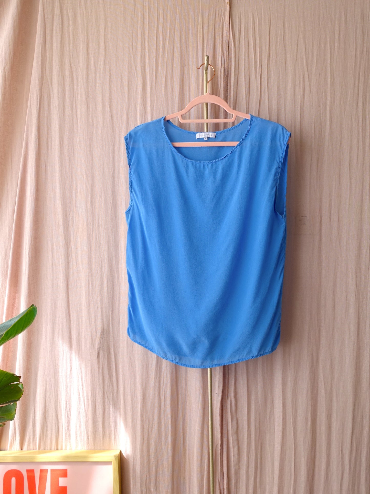 Second Female washed silk top crystal blue