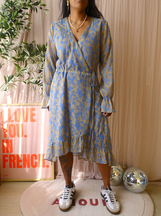 Freebird zowy floral lurex midi jurk