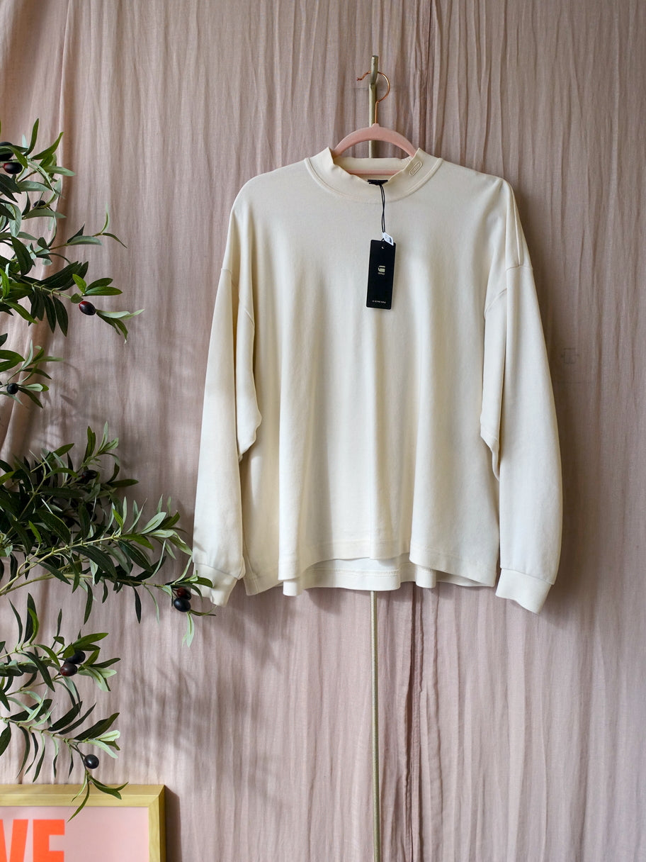 G-STAR oversized moto logo XXL mock top eggnog
