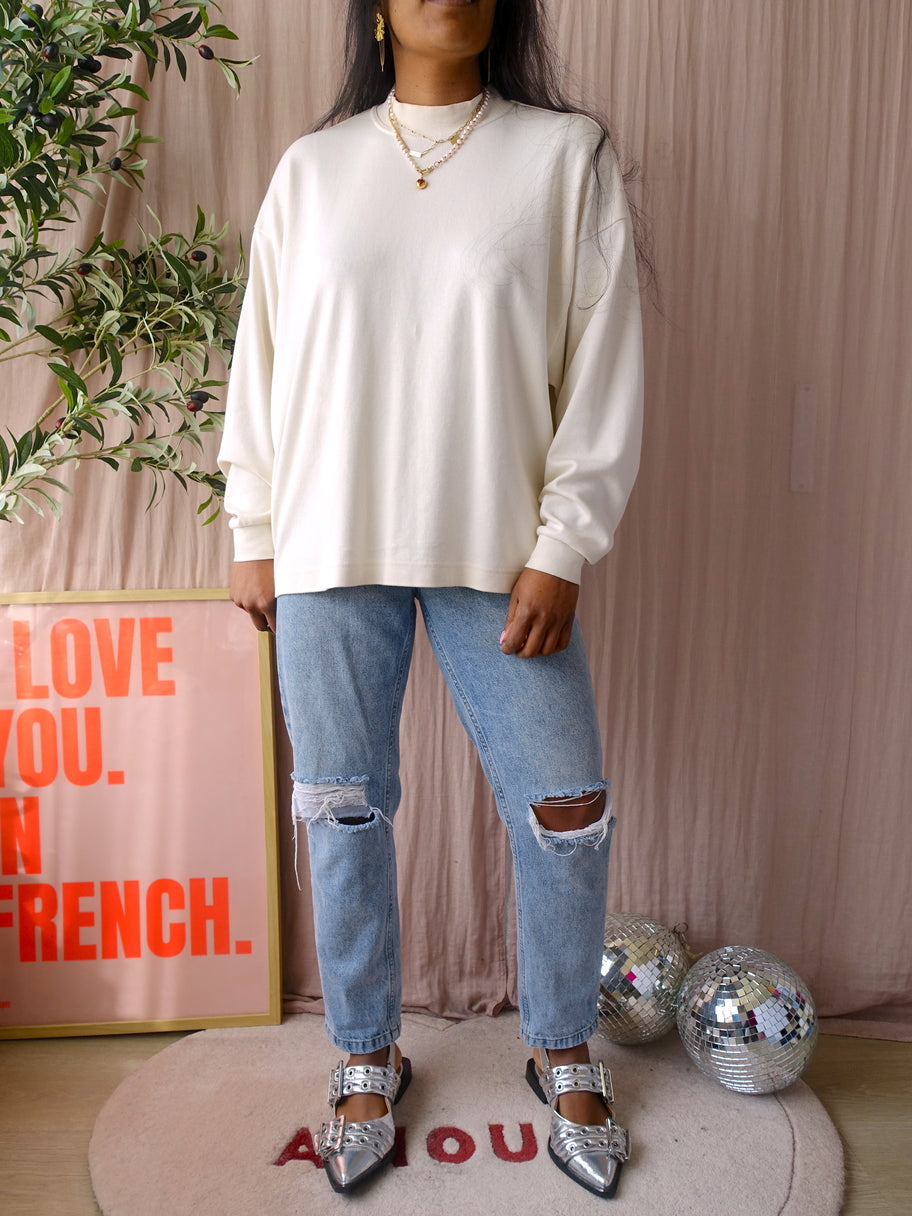 G-STAR oversized moto logo XXL mock top eggnog