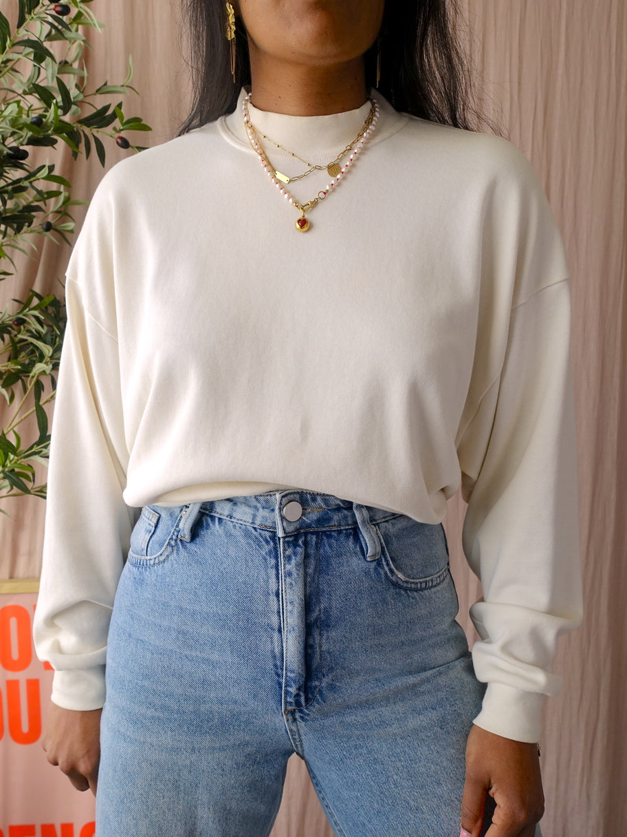 G-STAR oversized moto logo XXL mock top eggnog
