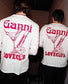 GANNI loveclub layered longsleeve wit / scarlet rood