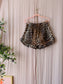 Ganni leopard poplin cotton ruffle shorts