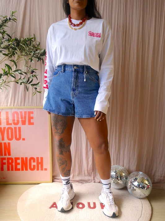 Mango zoe high waist wide leg denim shorts
