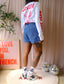 GANNI loveclub layered longsleeve wit / scarlet rood