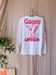 GANNI loveclub layered longsleeve wit / scarlet rood