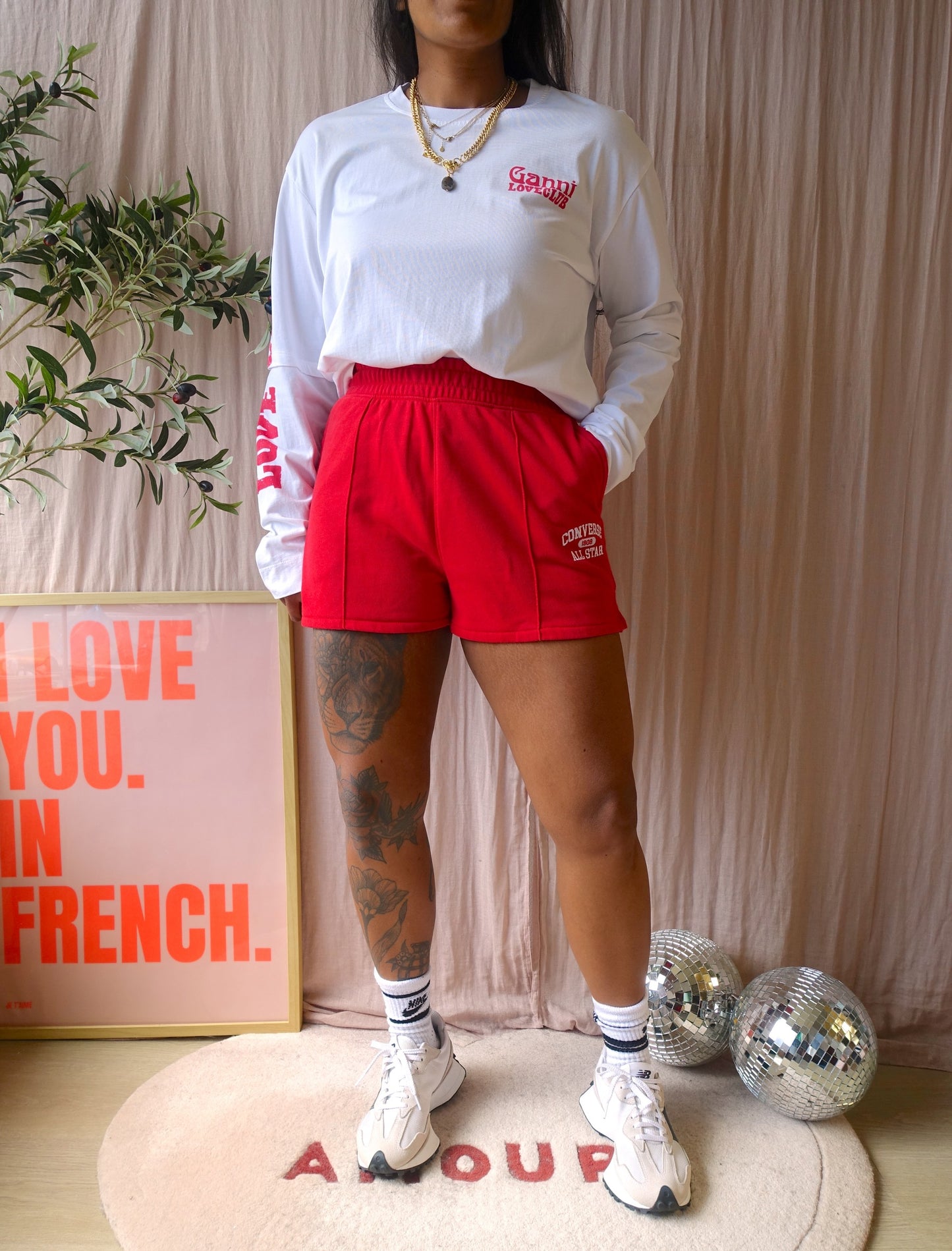 Converse All Star french terry shorts scarlet