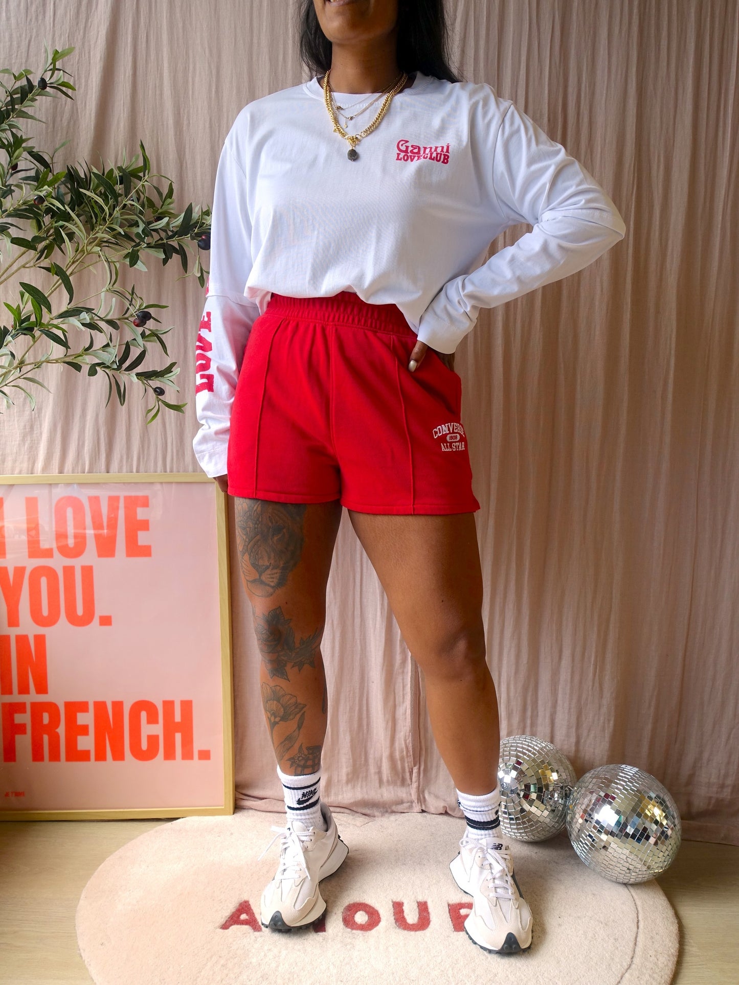 Converse All Star french terry shorts scarlet