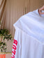 GANNI loveclub layered longsleeve wit / scarlet rood