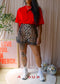 Ganni leopard poplin cotton ruffle shorts