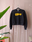 Ganni boxy fit logo sweater antraciet