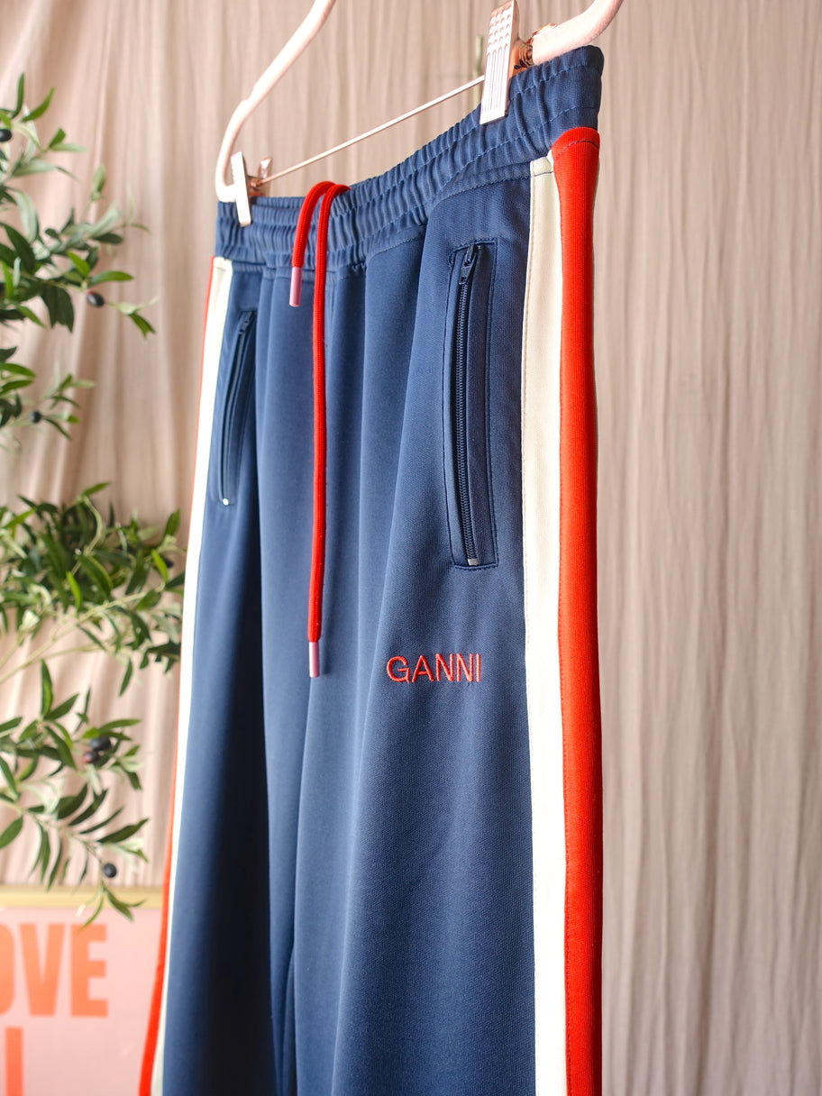 GANNI straight fit sweat pants indigo blue