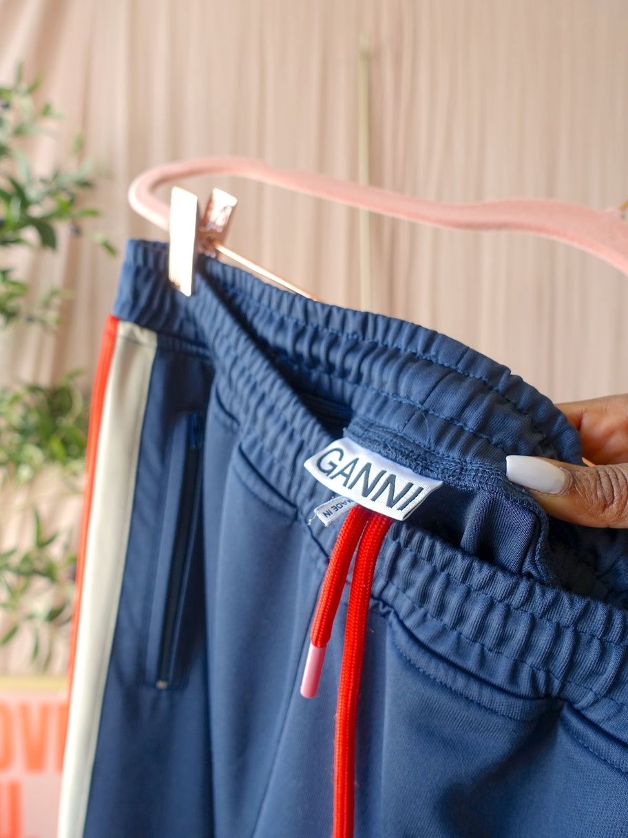 GANNI straight fit sweat pants indigo blue