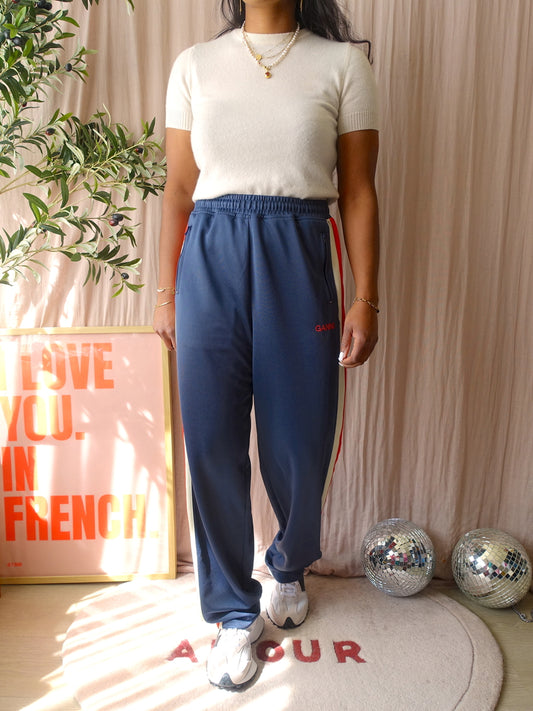 GANNI straight fit sweat pants indigo blue