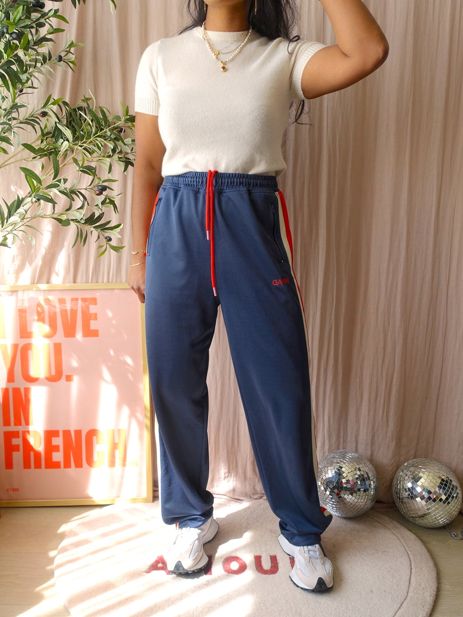 GANNI straight fit sweat pants indigo blue