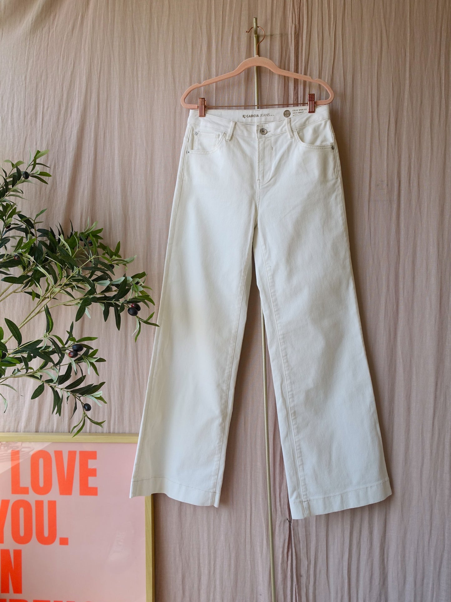 Garcia celia 249 high waist wide leg jeans ecru