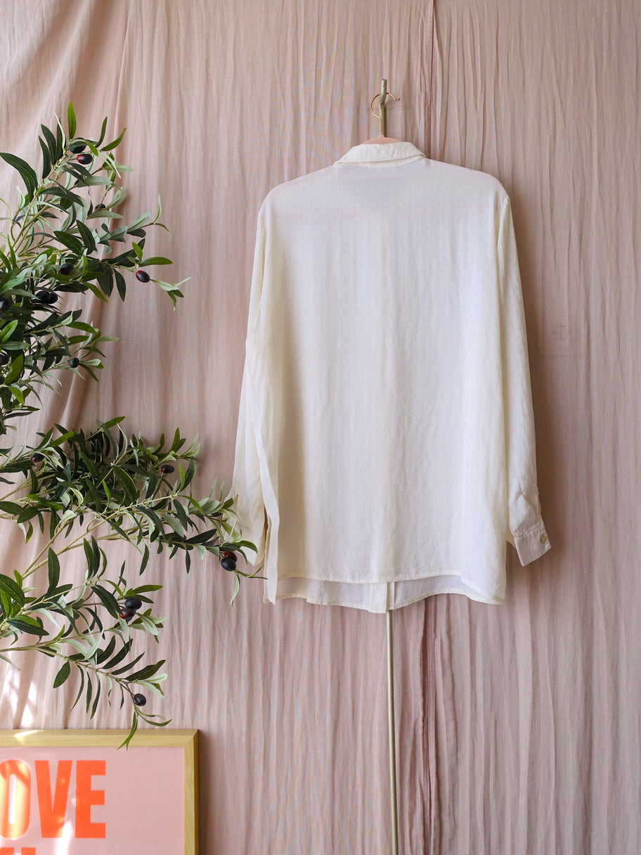 Vintage Gerry Weber 100% cupro blouse ecru