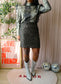 Gestuz sequin high waist rok dark army