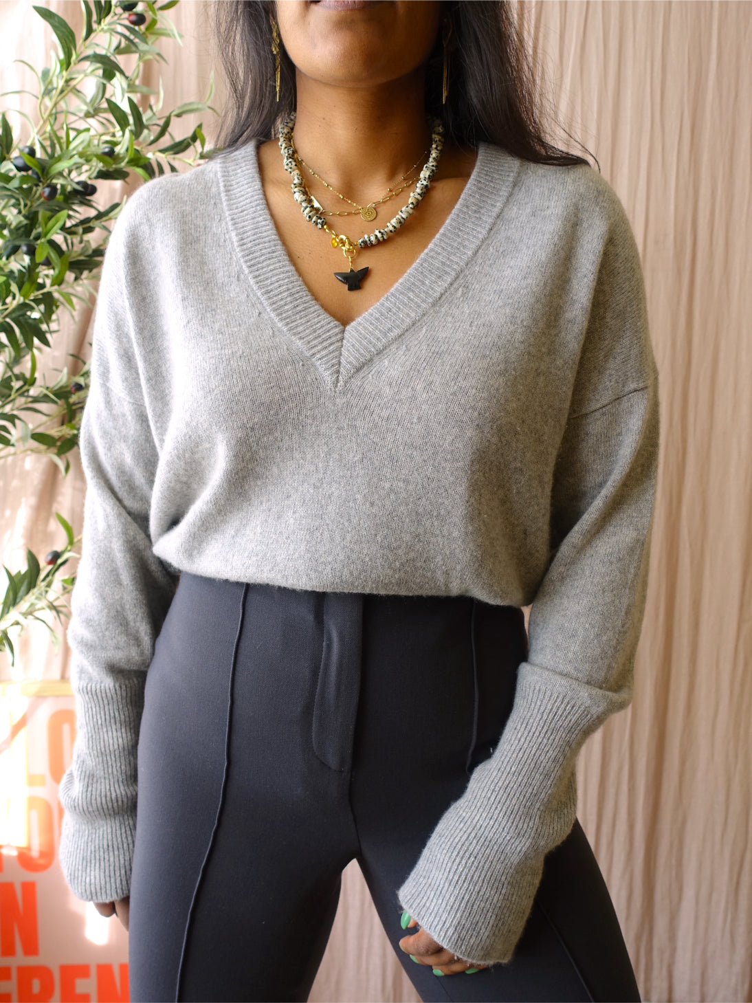 Mauro Grifoni 100% cashmere knit silver grey