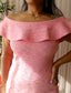 Guess jacquard offshoulder ruffle jurk cotton candy