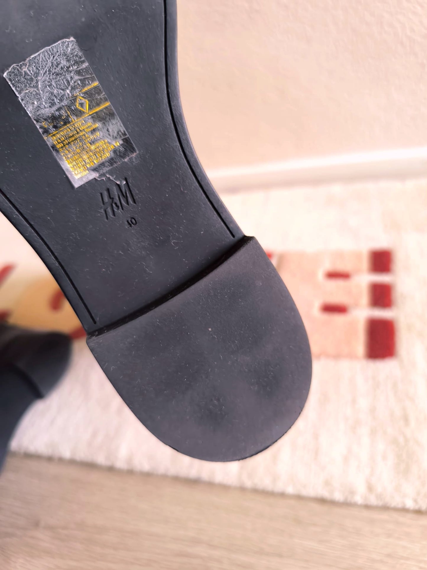 H&M premium high leather riding boots jet black