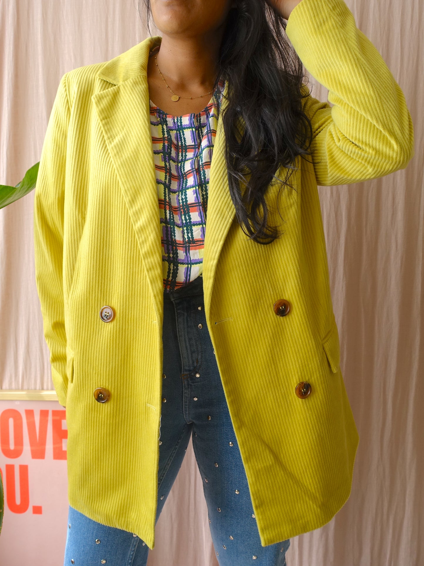 Lora corduroy blazer mustard yellow