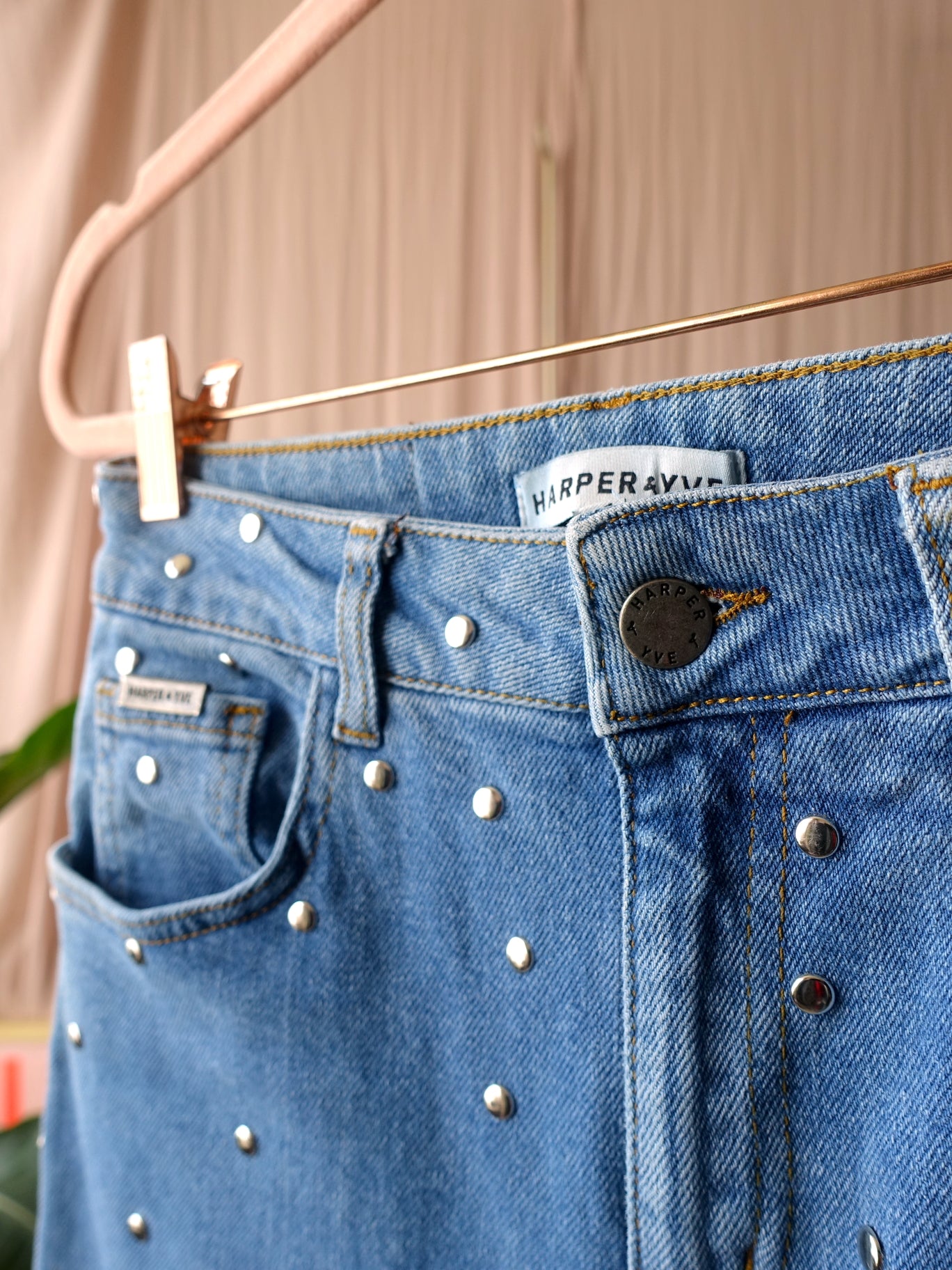 Harper & Yve studs high waist stretch jeans