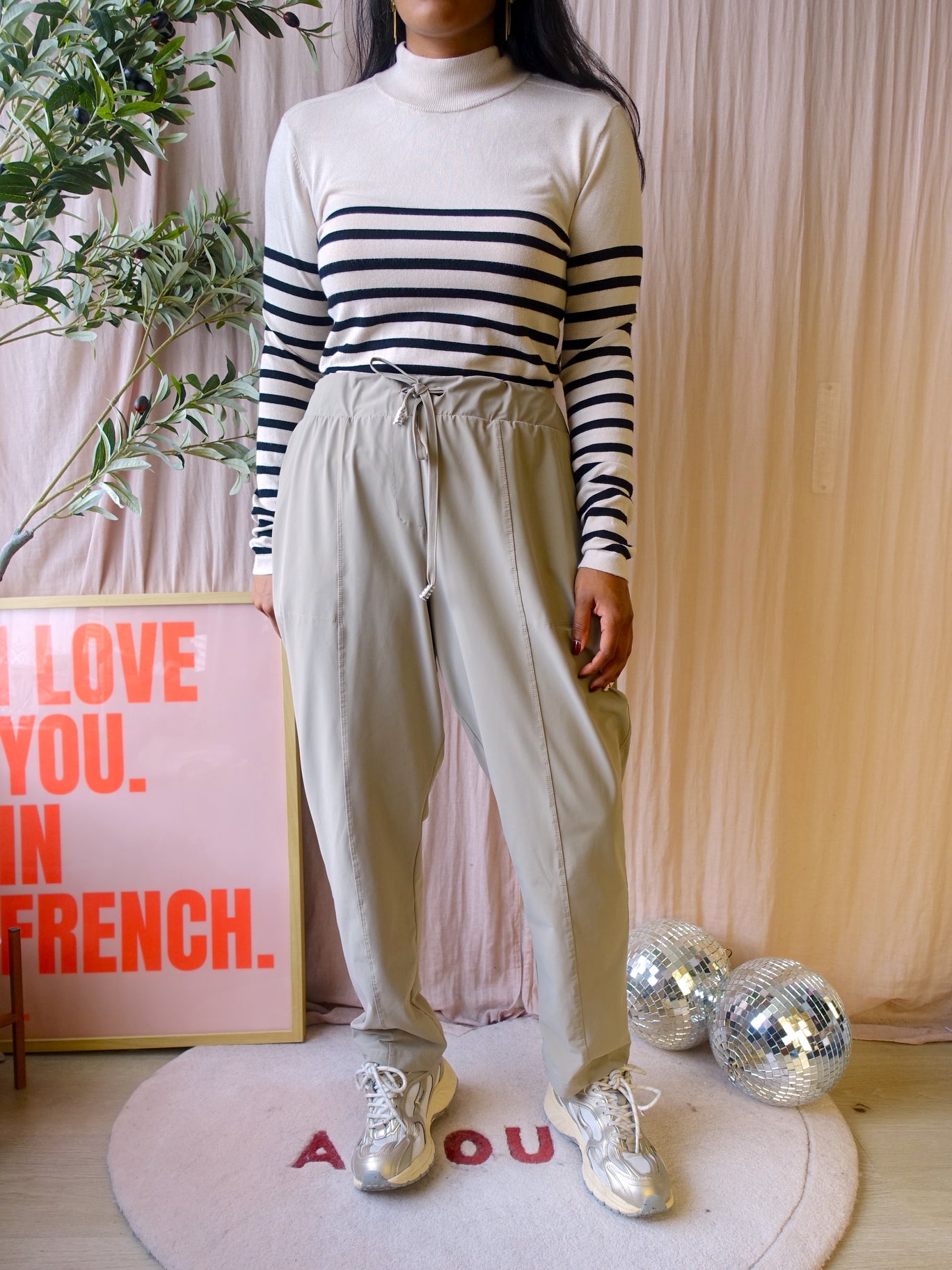 Helena Hart tapered travel quality pants greige